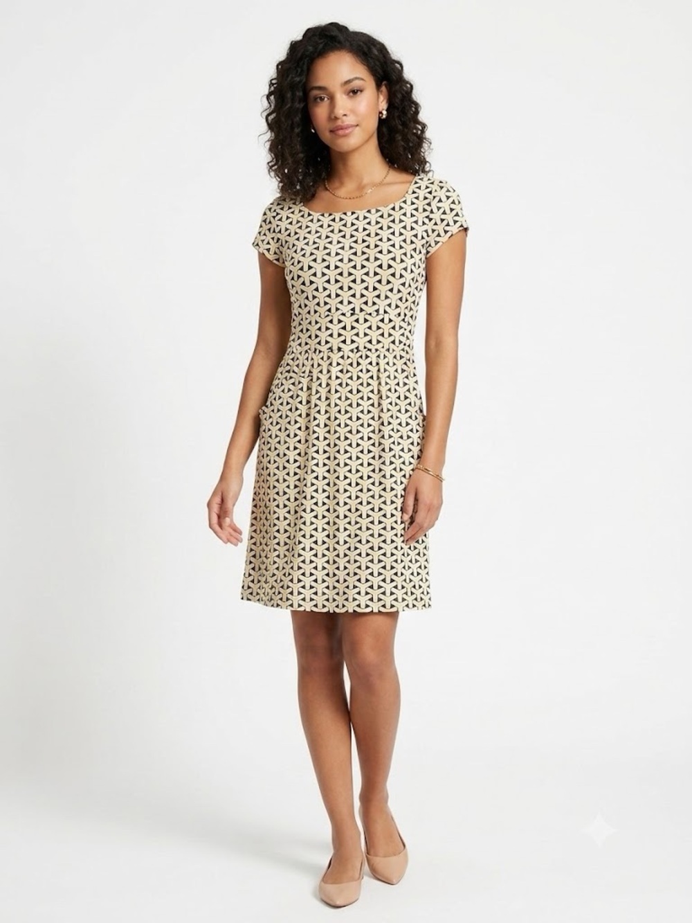 J. McLaughlin Geo Print Short Sleeve Catalina Cloth Dress